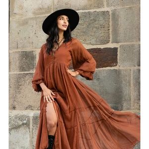 Joy folie (Mia joie) Ninette chiffon maxi dress in amber